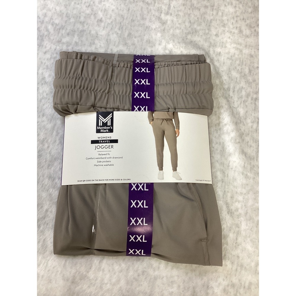 Members Mark Womens Travel Jogger Grey XXL  Relaxed Fit Drawcord Pants.